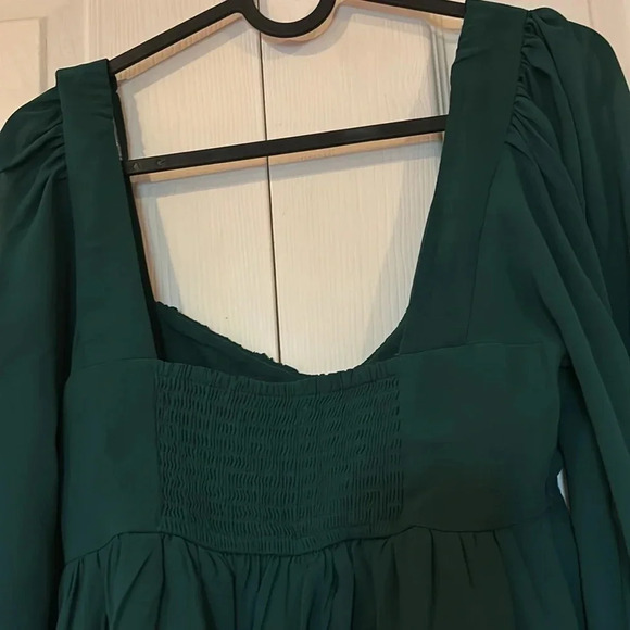 Abercrombie olive green chiffon puff long sleeve blouse Sz S - Picture 12 of 16